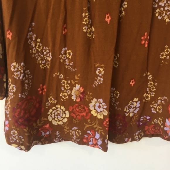 Ecote Lily Lace Up Floral Top Boho Gypsy Hippie - Picture 7 of 8